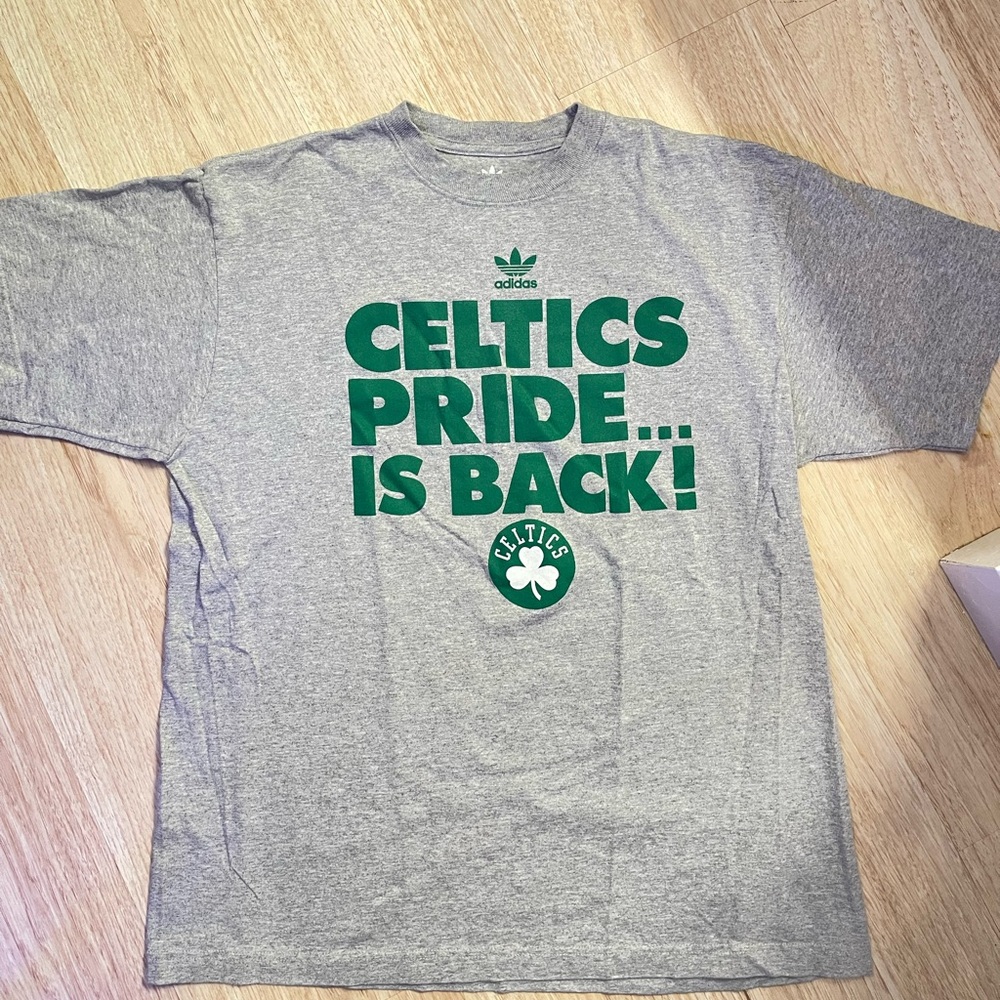 Adidas Gray Celtics Pride Short Sleeve Tee